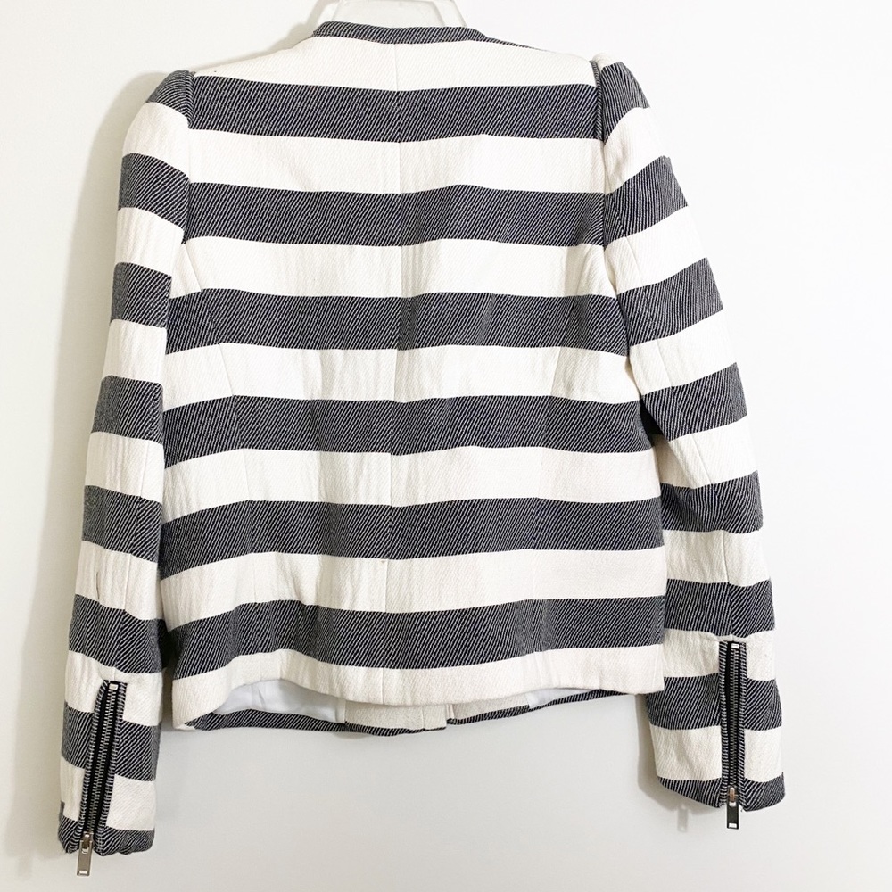Zara Color Block Stripe Zip Blazer Small - image 3